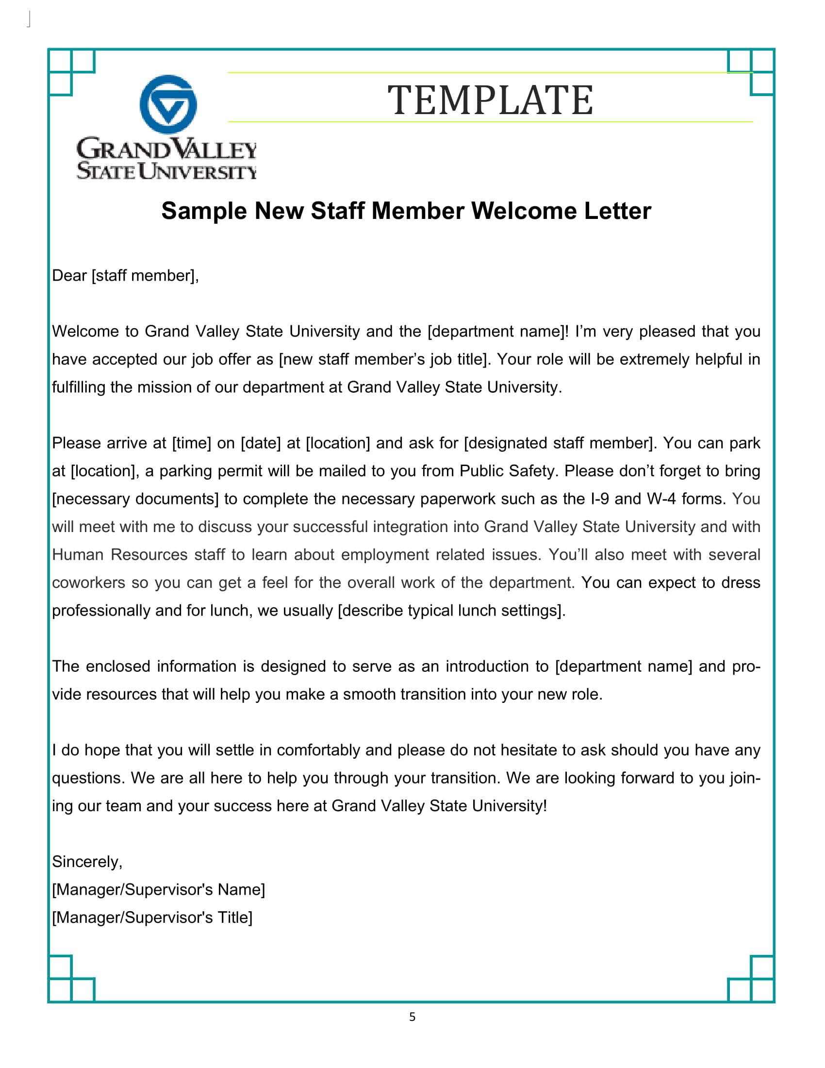 New Hire Welcome Letter Examples