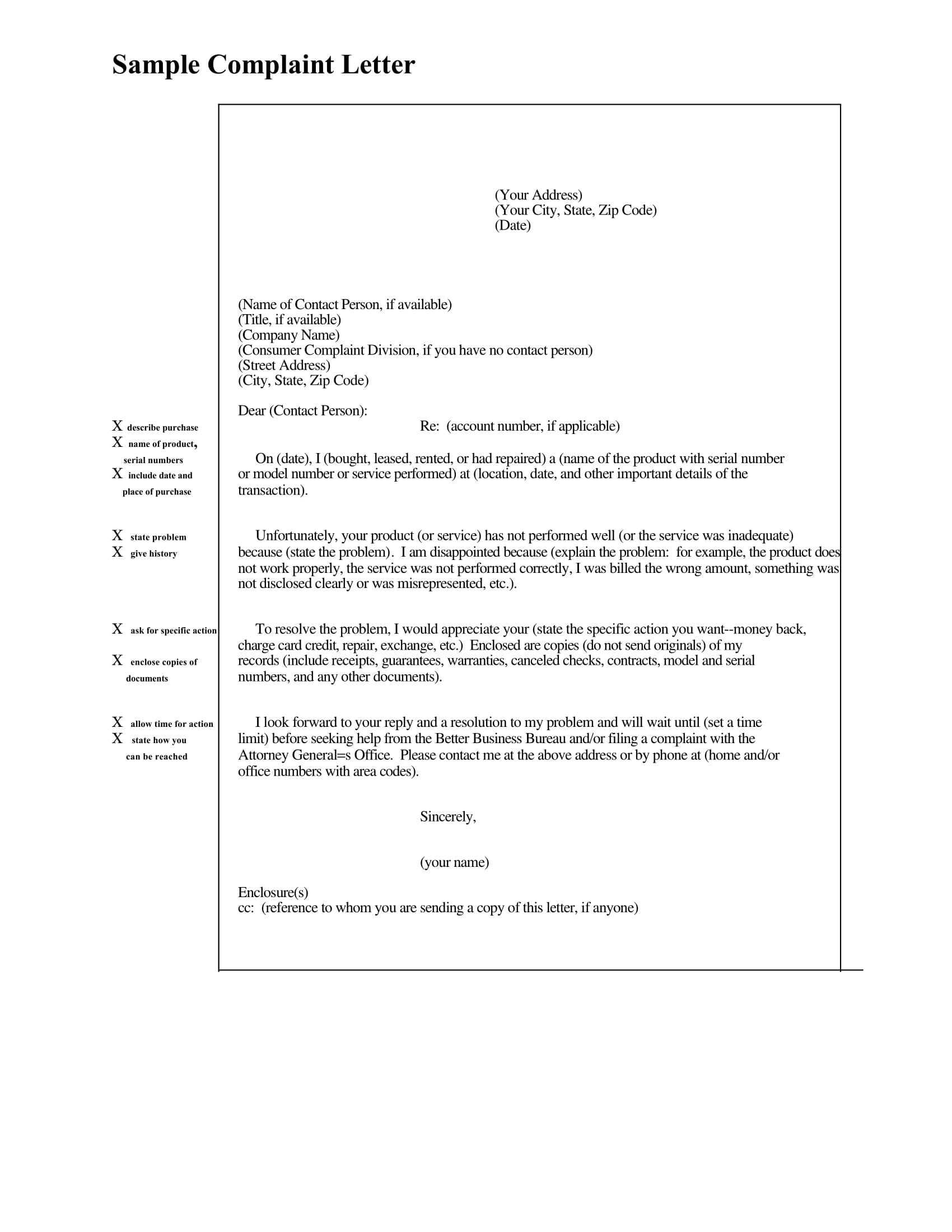 how to write application letter for complaint