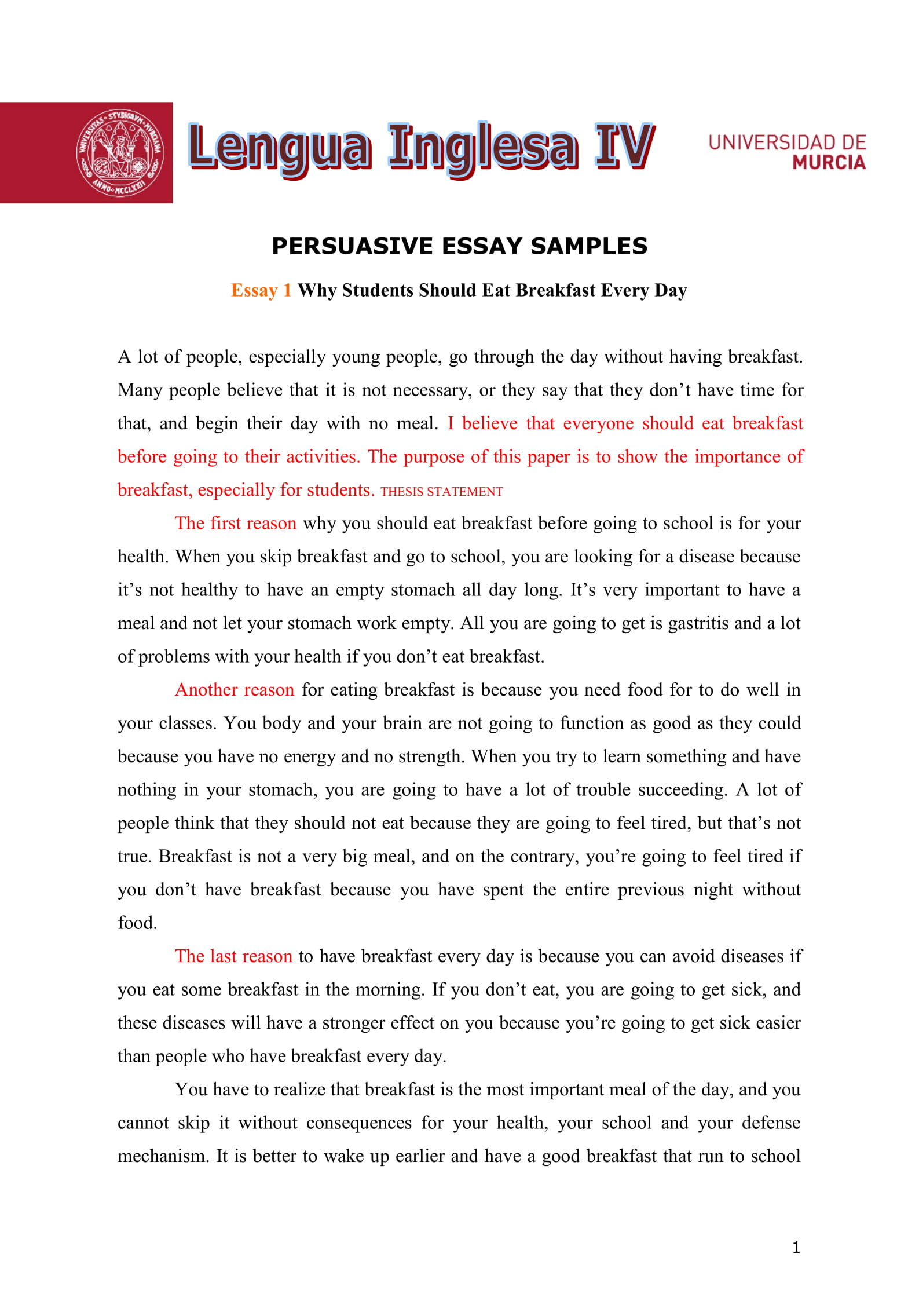 Introduction for an argumentative essay