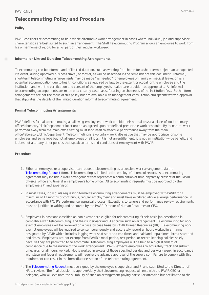 telecommuting agreement template