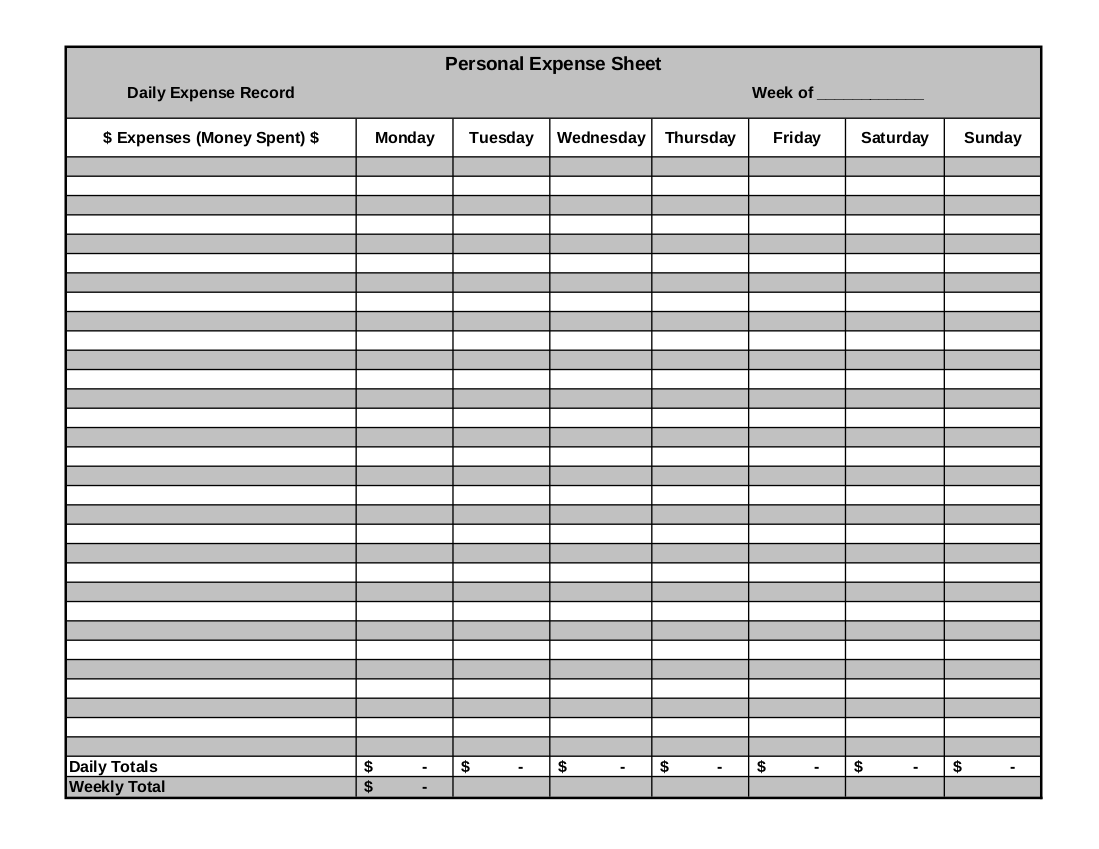 Expense Sheet Example