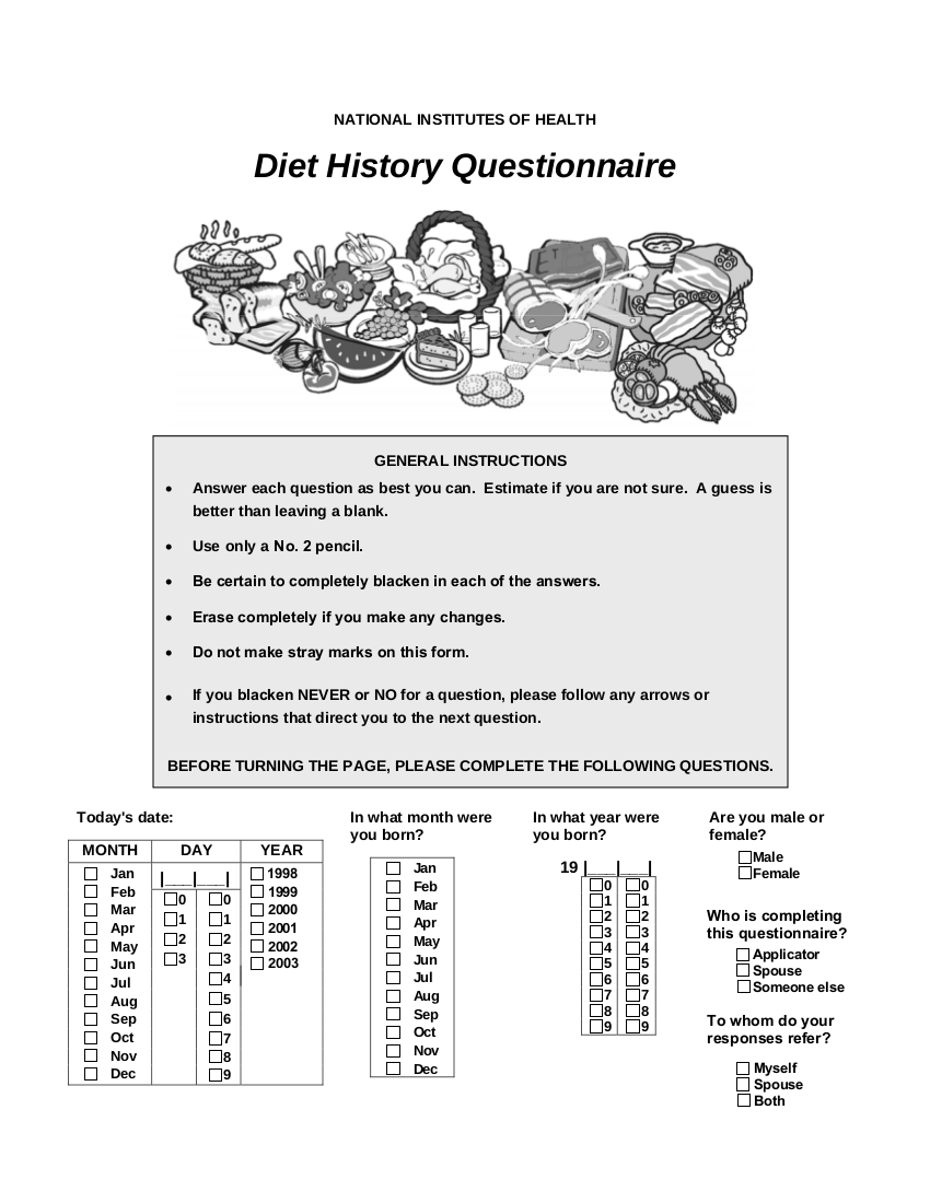 15 Diet Questionnaire Examples In Pdf Examples Photos