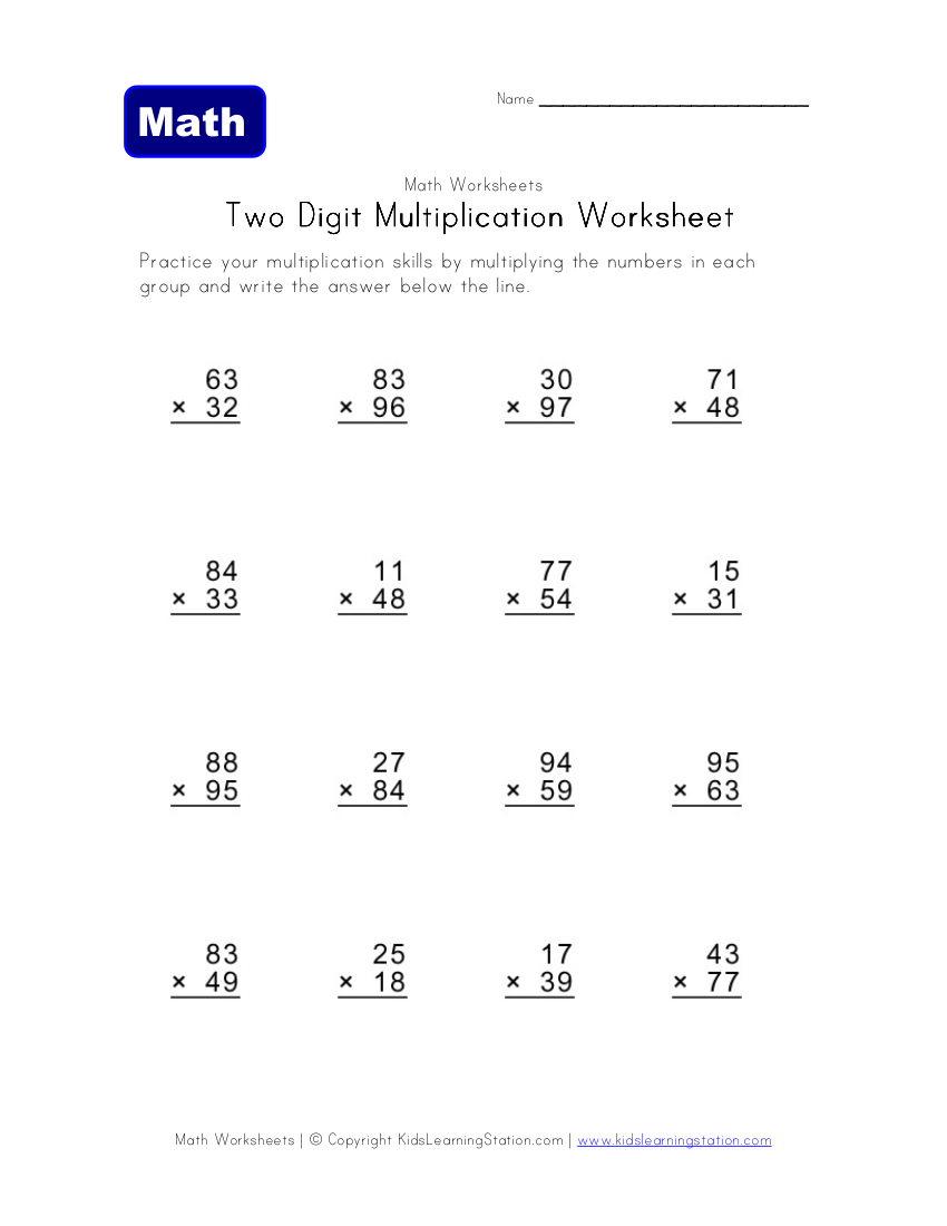 6two digit multiplicationworksheet