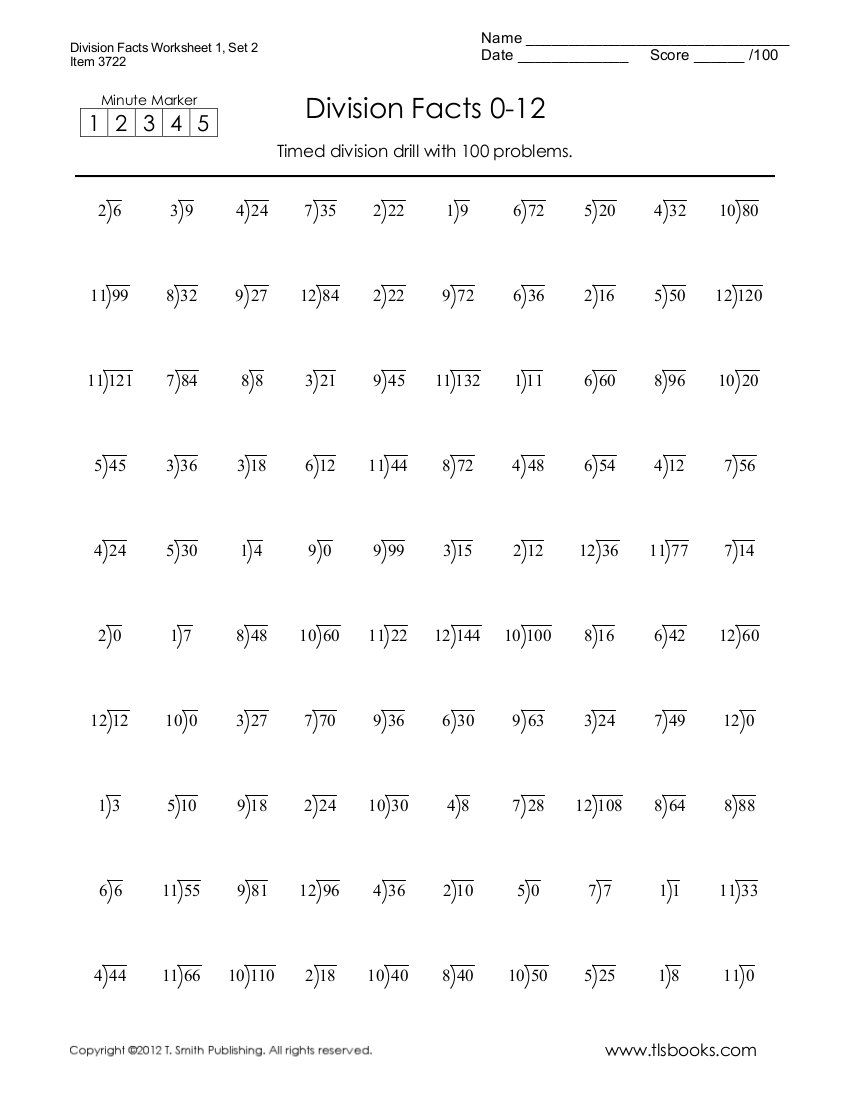 6timed division drill with 100 sets