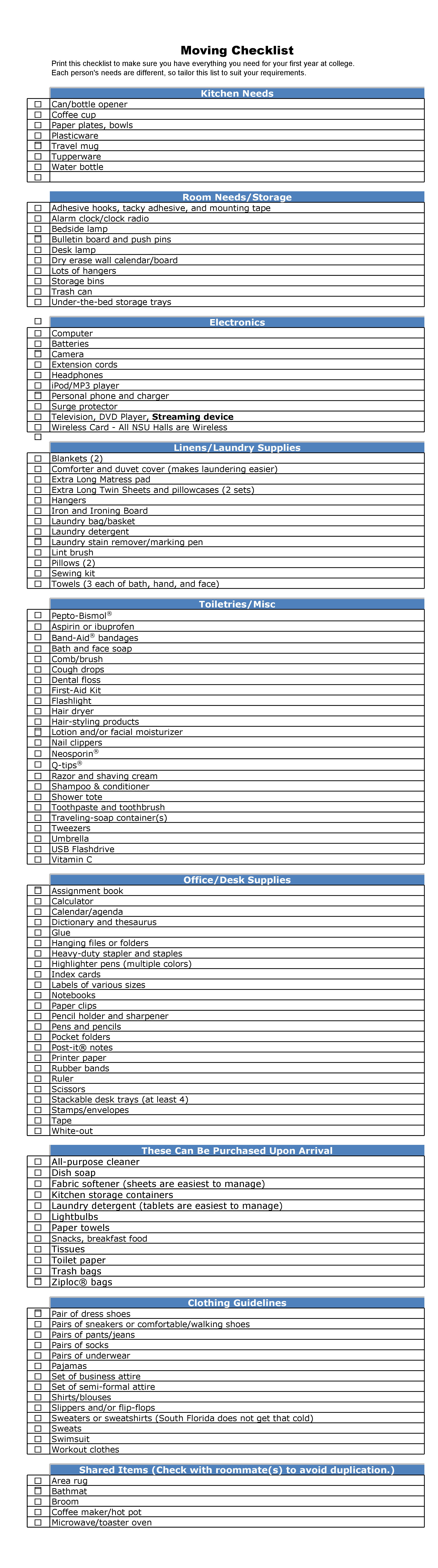 7move in checklist