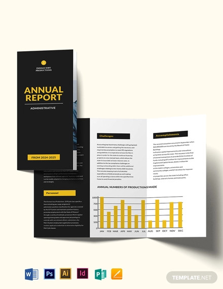 Administrative Annual Report Tri Fold Brochure template