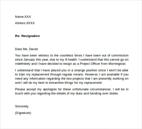 Another Resignation Letter Example