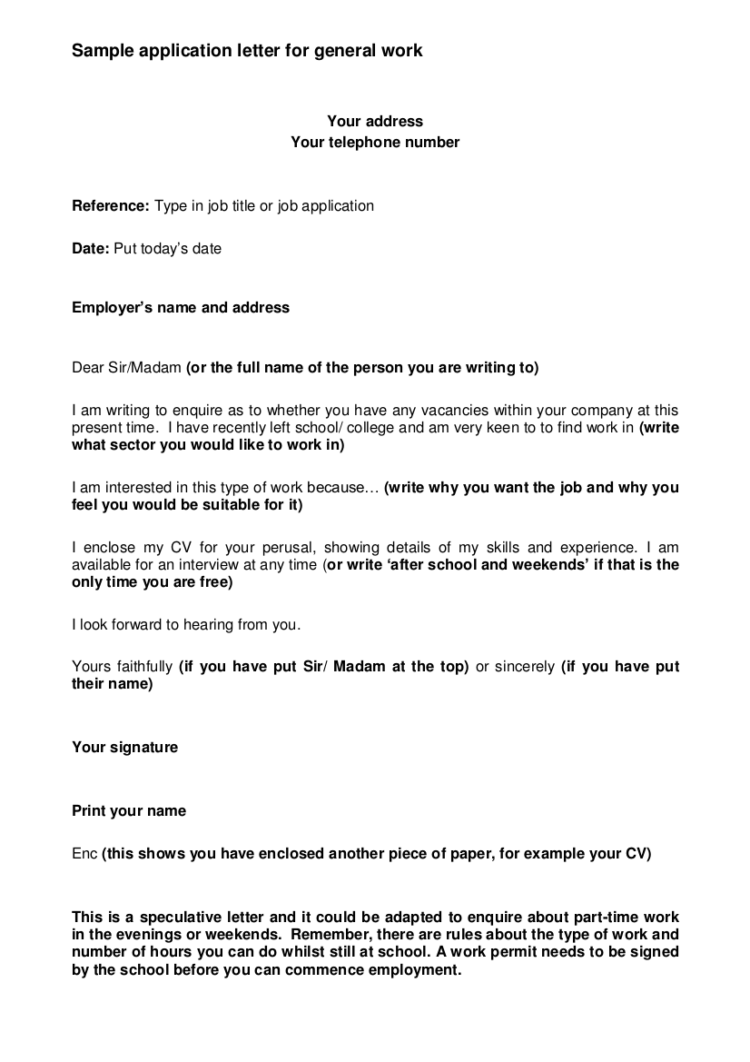 Example Of Writing Application Letter For Employment