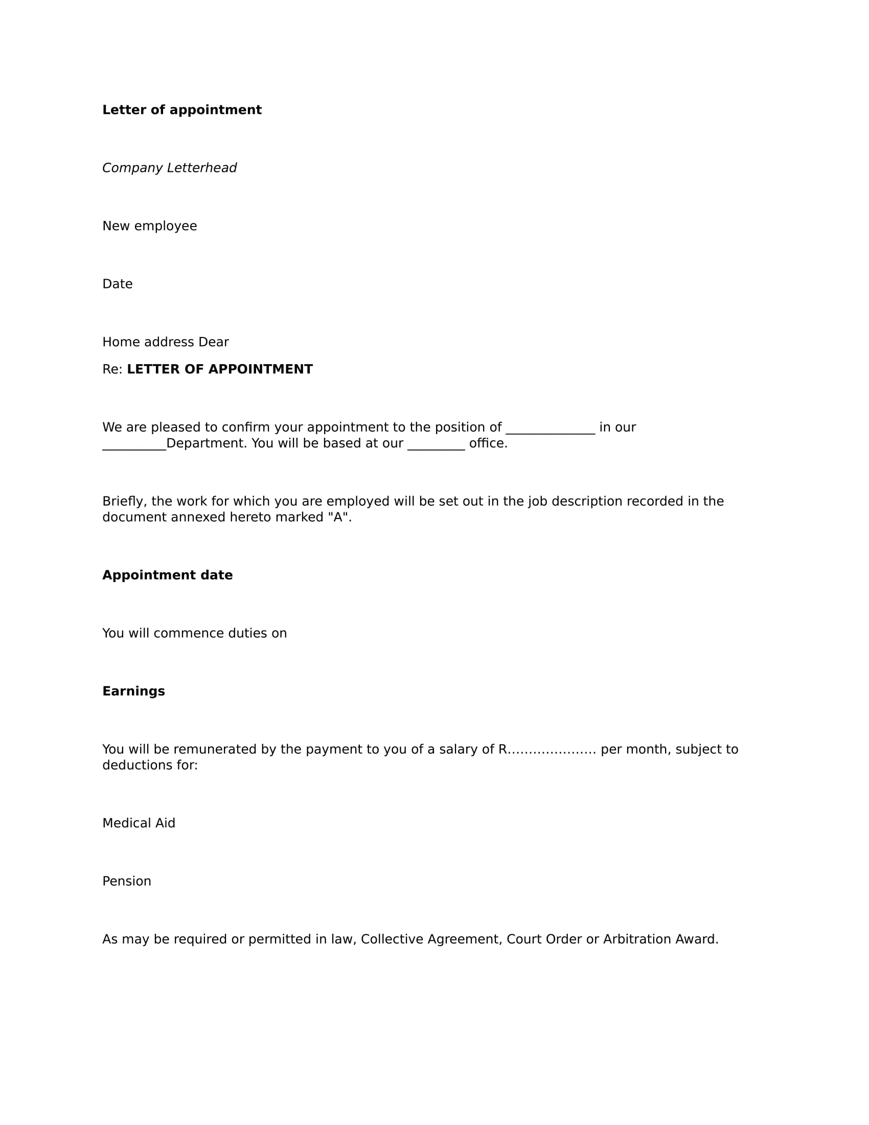 Appointment Letter Examples 8 In DOC Examples