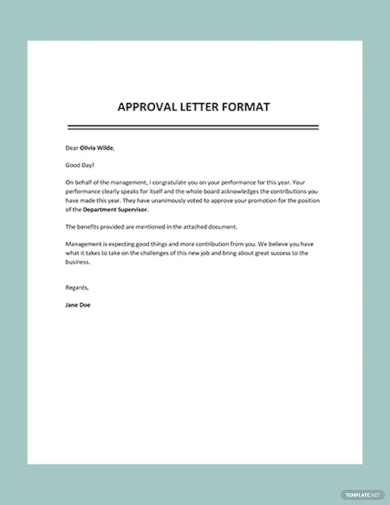 Approval Letter Format Template