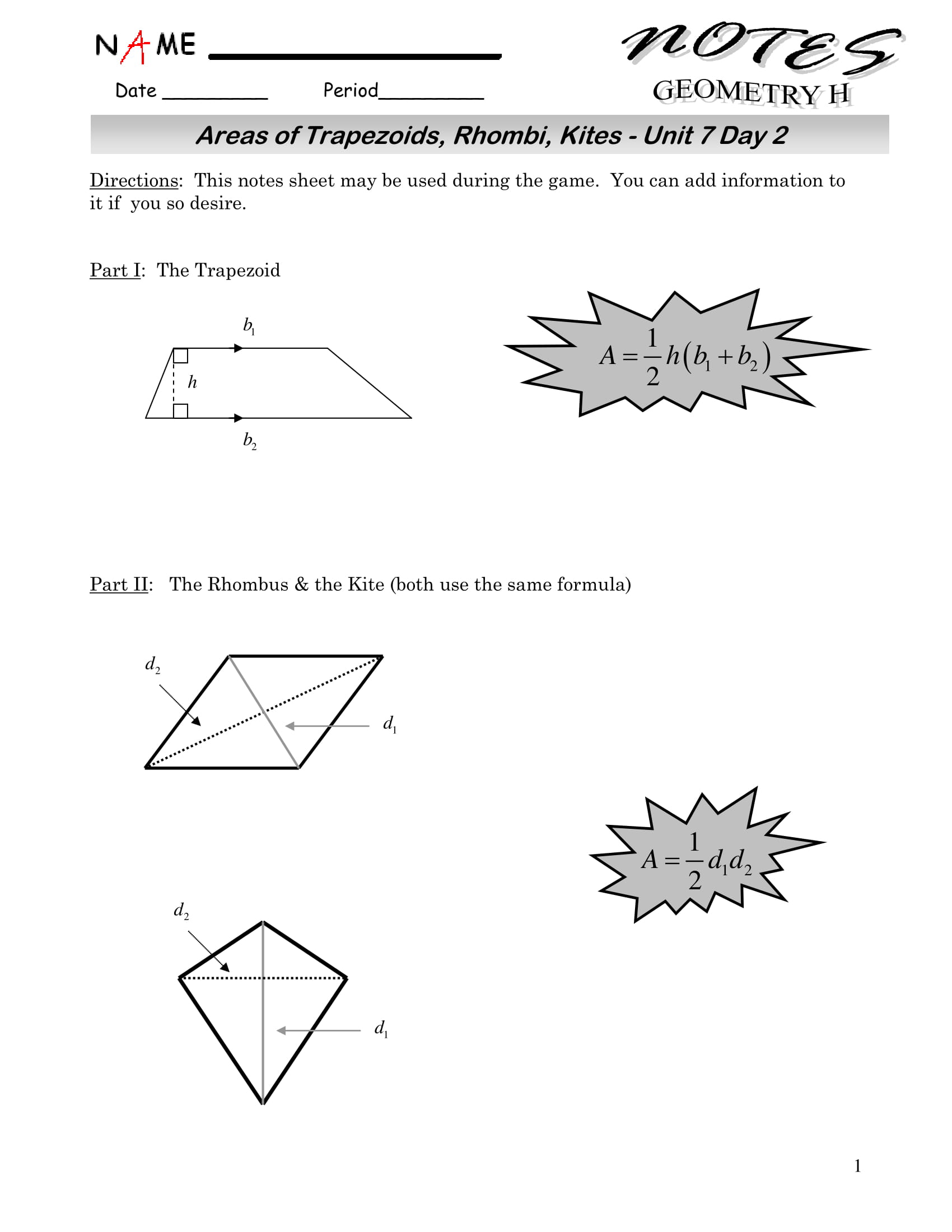 11+ Geometry Worksheet Examples for Students - PDF  Examples Inside Geometry Worksheet Kites And Trapezoids