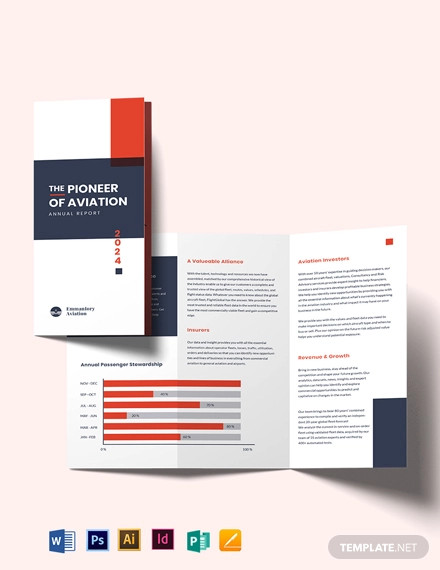 Aviation Annual Report Tri fold Brochure Template