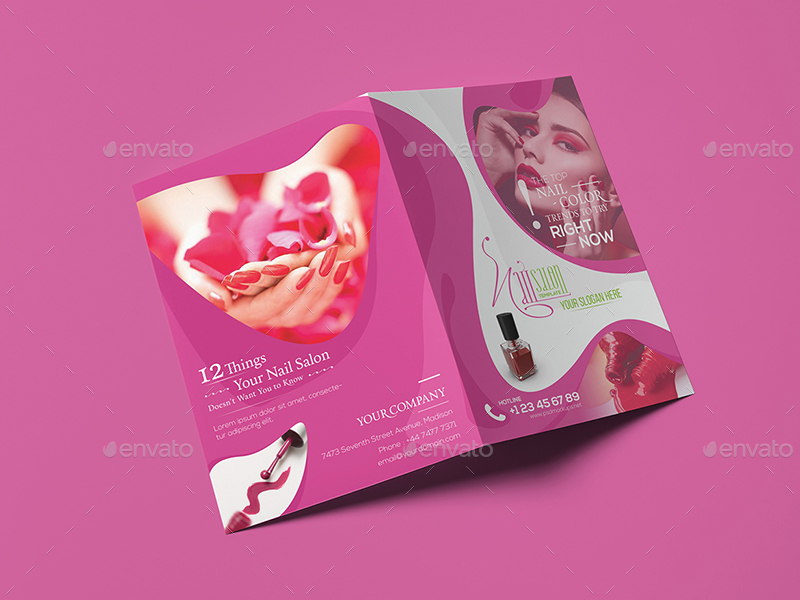 beauty and nail salon bi fold brochure