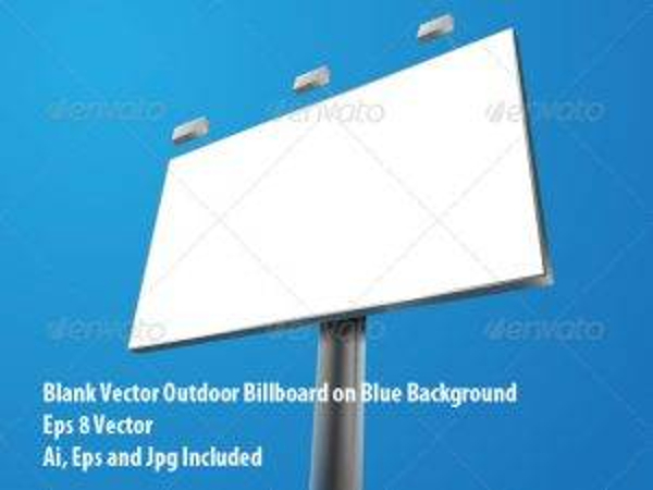 Blank Vector Billboard on Blue Background