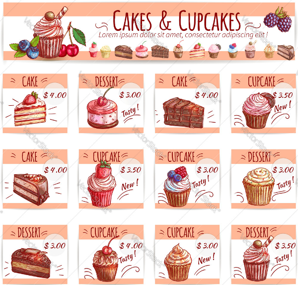 cake and cupcakes vector image set example