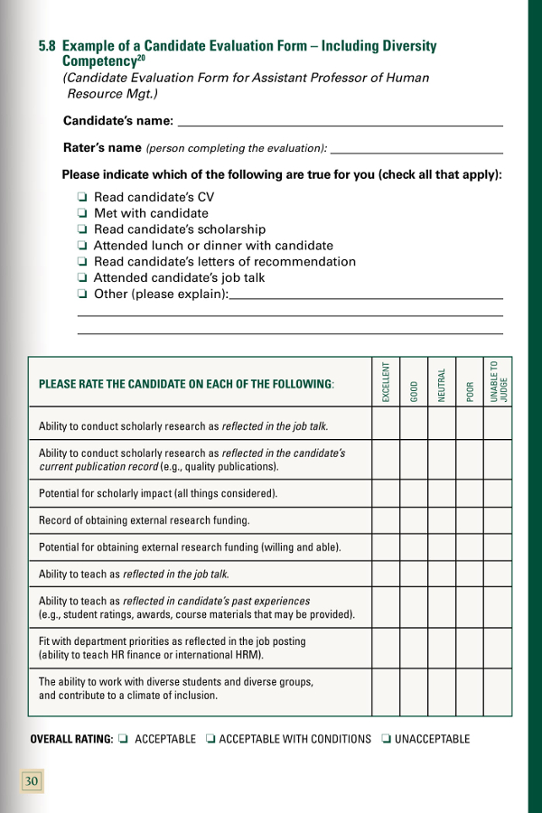 Examples of Candidate Evaluation Forms - Format, Sample | Examples