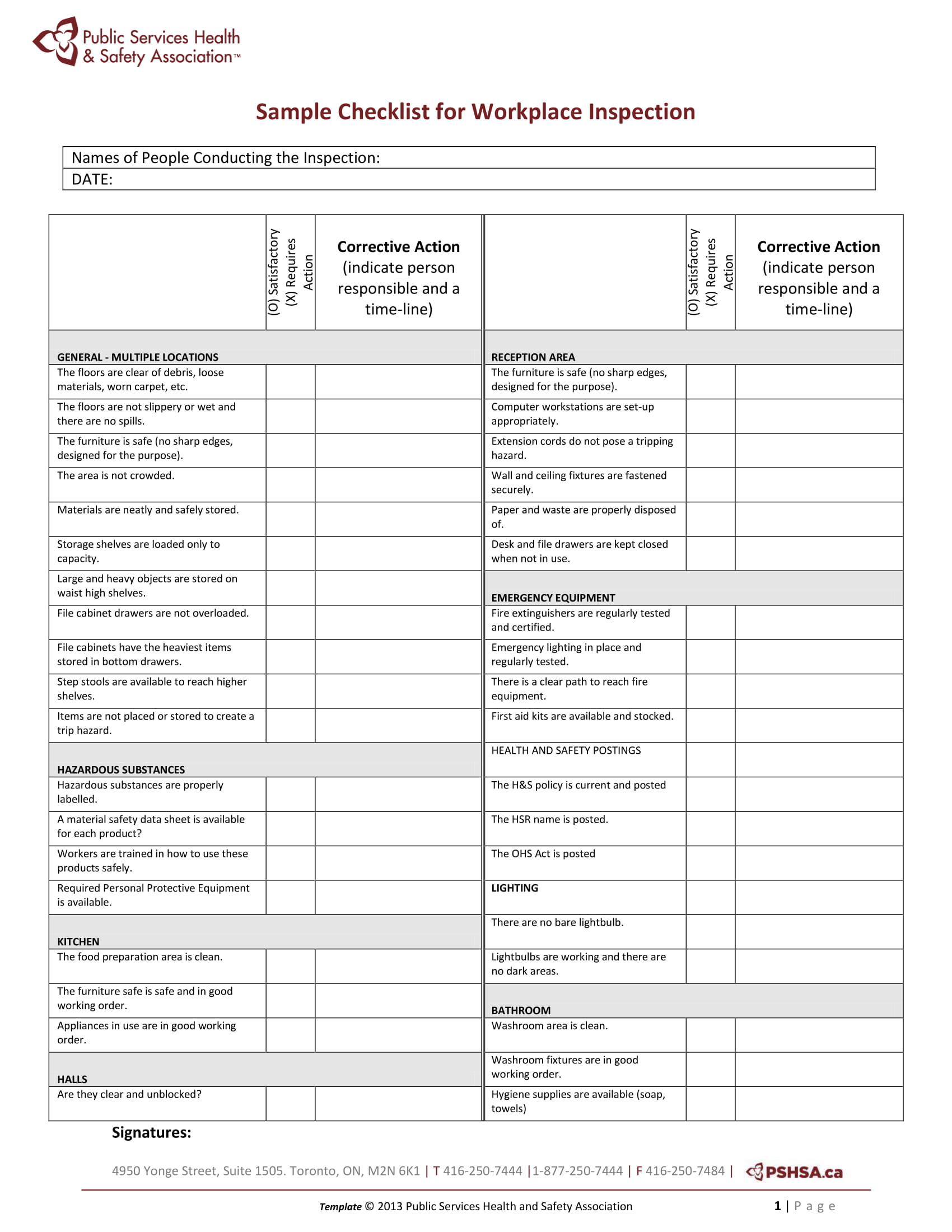 Daily Inspection Checklist Template