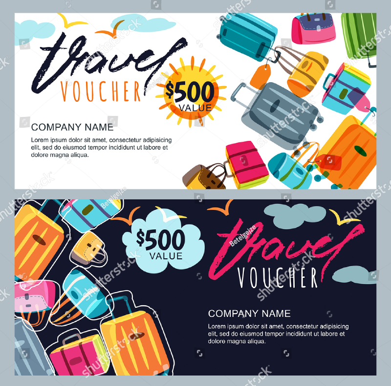 colorful travel voucher example