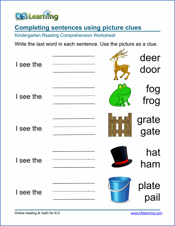 Free Worksheets Completing In Word Family Sentences