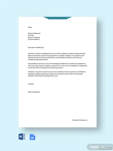 cover letter for internship engineering template