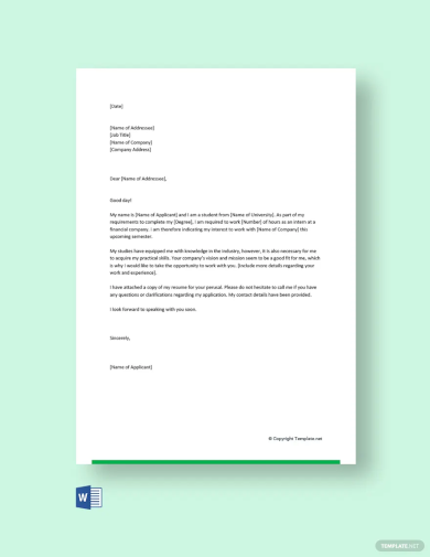 cover letter for internship in finance template
