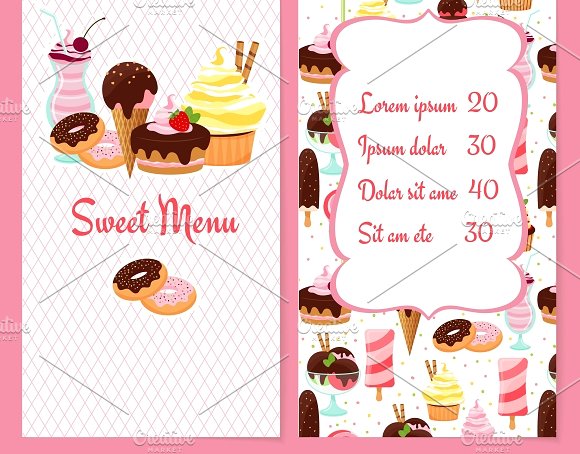 Dessert and Pastry Menu Example