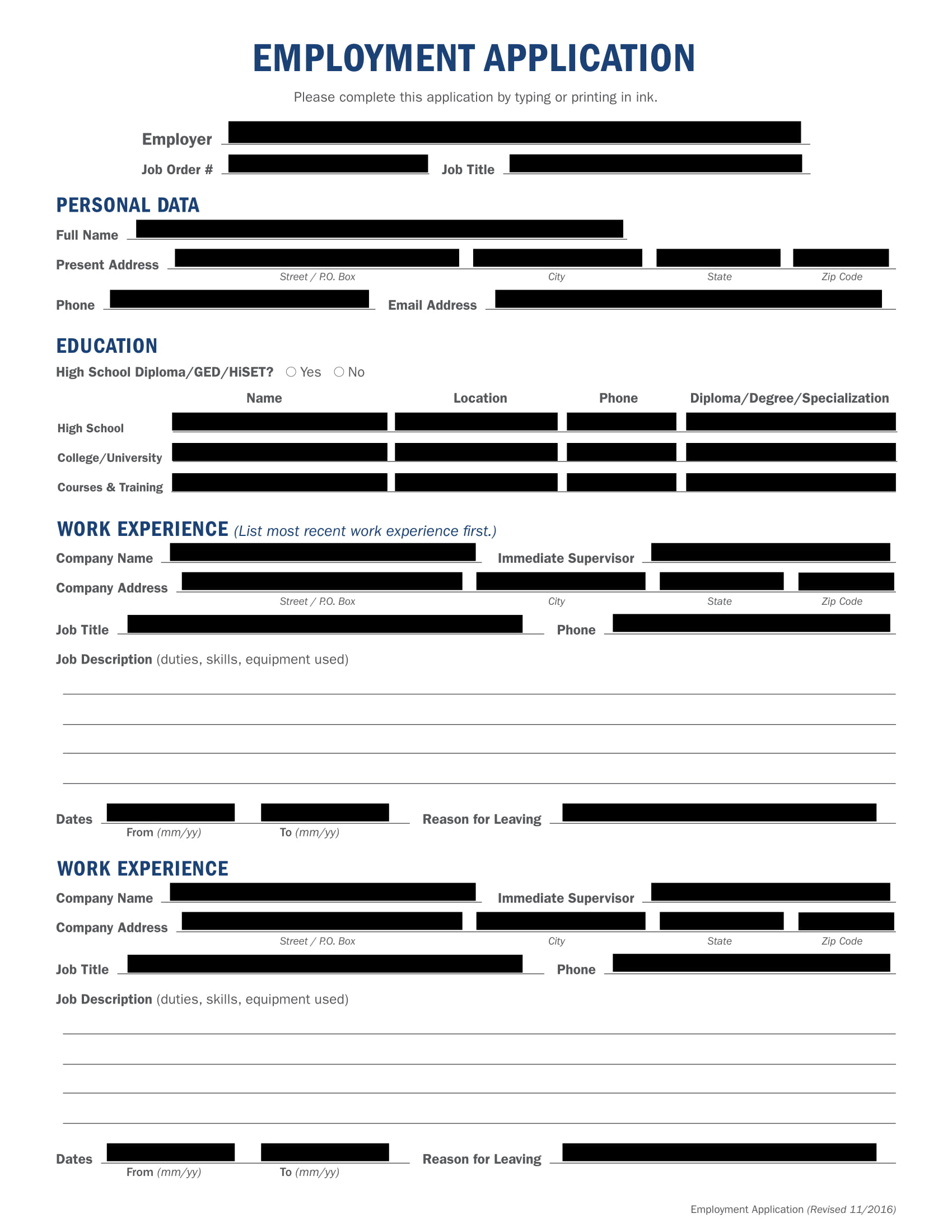 Employment Application Form 19 Examples Format Pdf 8382