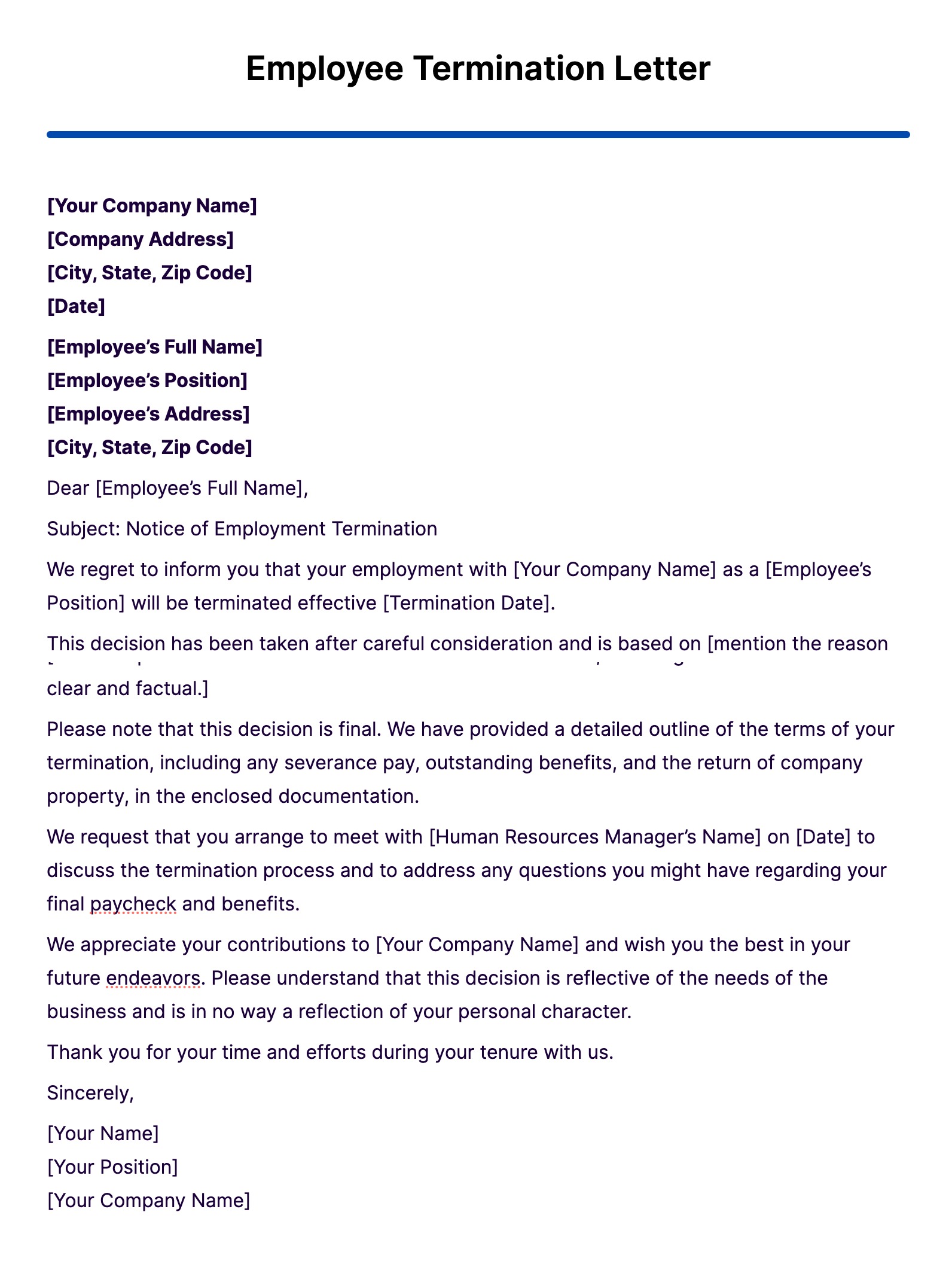 Employee Termination Letter Template 17 Examples Format Sample Examples