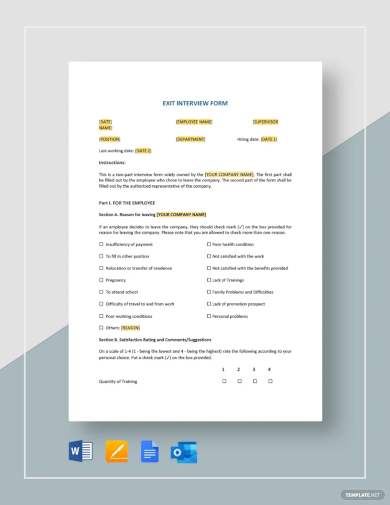 Exit Interview Form - 11+ Examples, Format, How to Make, PDF