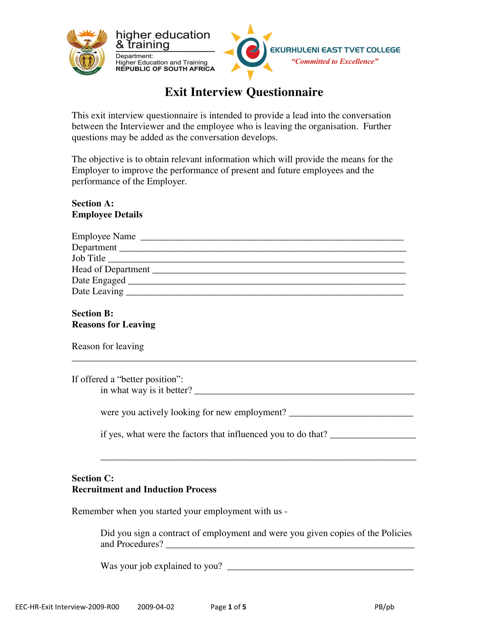 Free 12 Company Exit Clearance Forms In Pdf 40 Best Interview Templates 