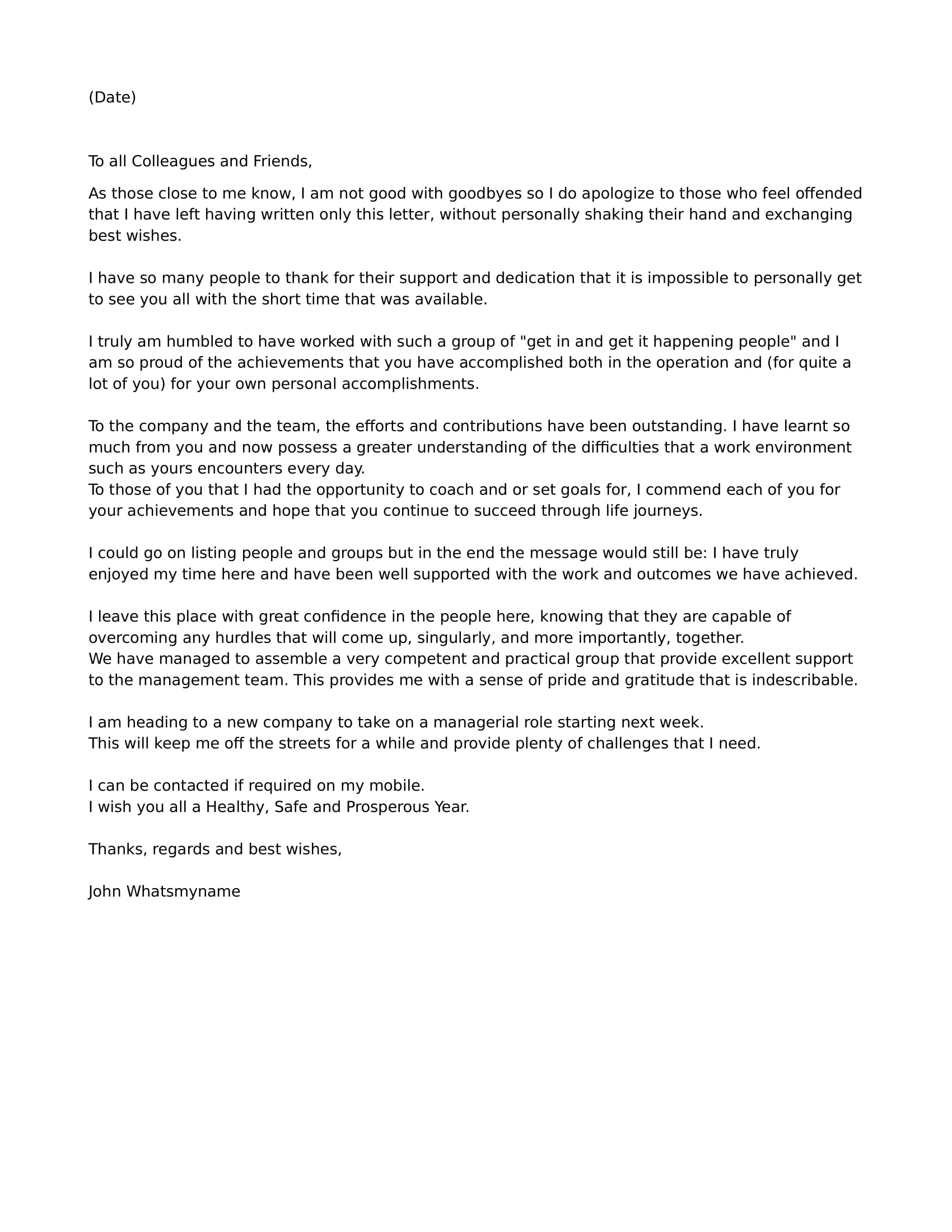 Perfect Tips About Farewell Letter To Colleagues Examples Cv Format For Sales And Marketing 
