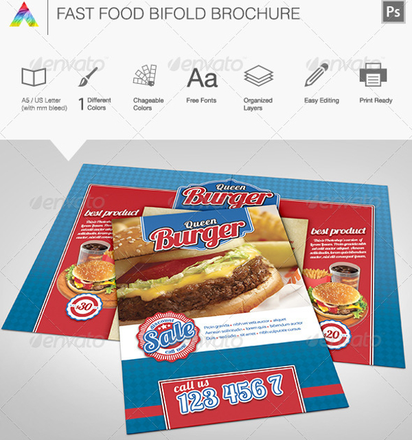 fast food bi fold brochure design example
