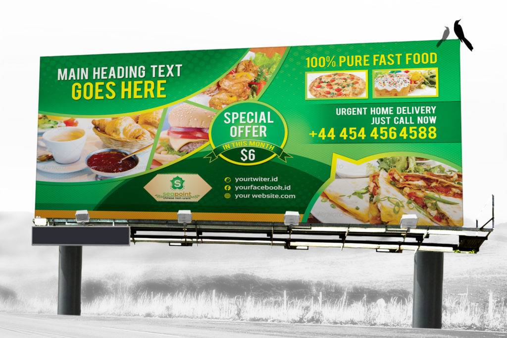 fast food billboard and rollup banner template