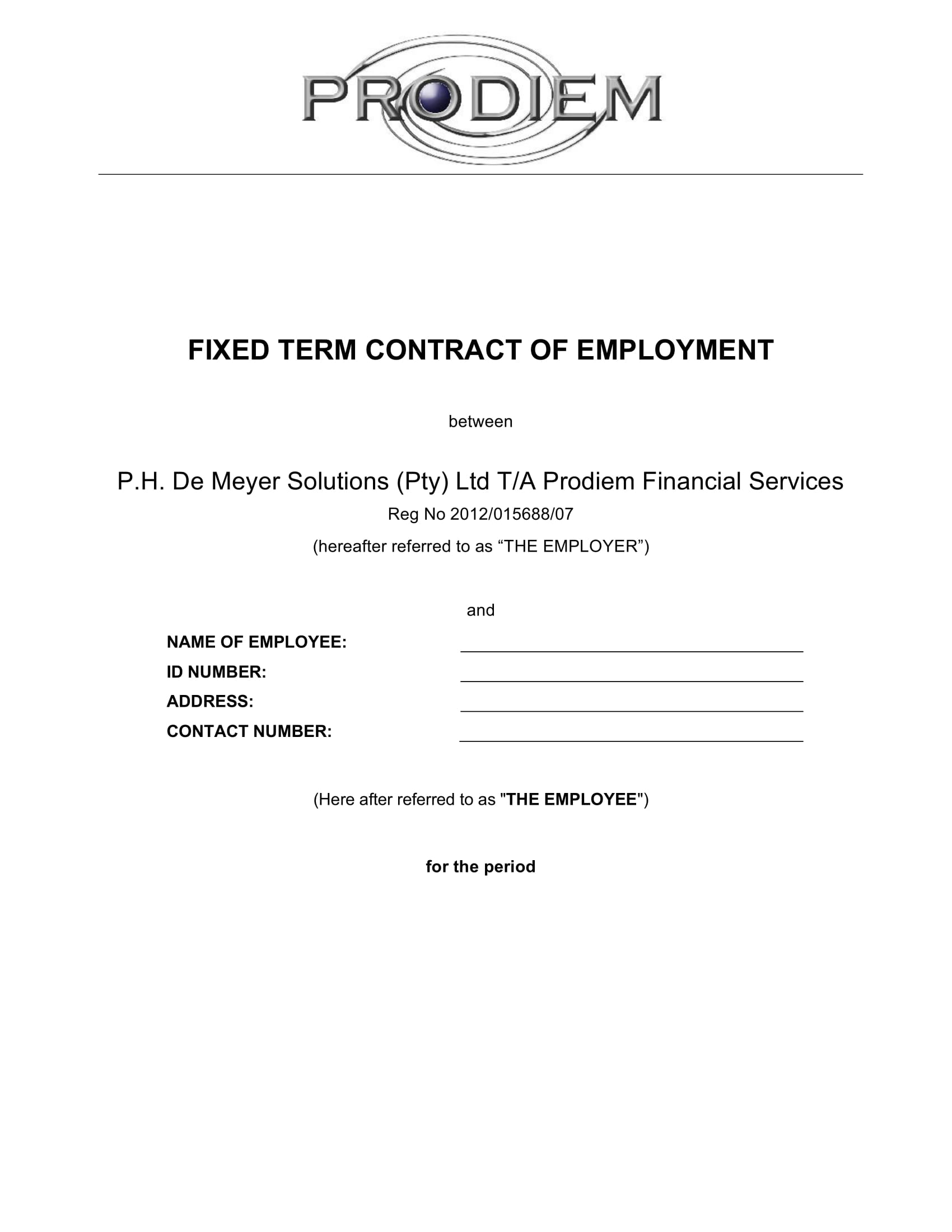 fixed term contract of employment