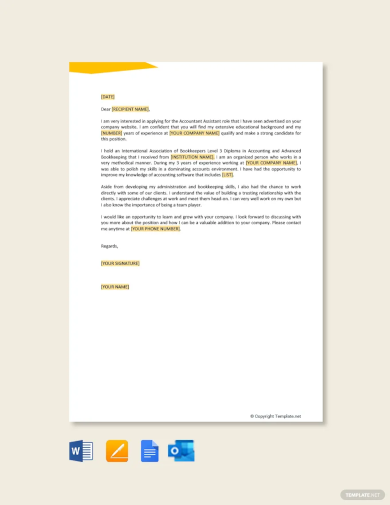 free job application letter for accountant assistant template