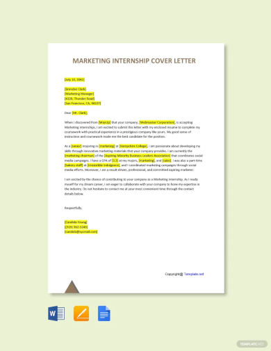 Free Marketing Internship Cover Letter Template