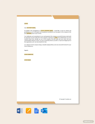 Free Thank You Letter to Employee After Resignation Template