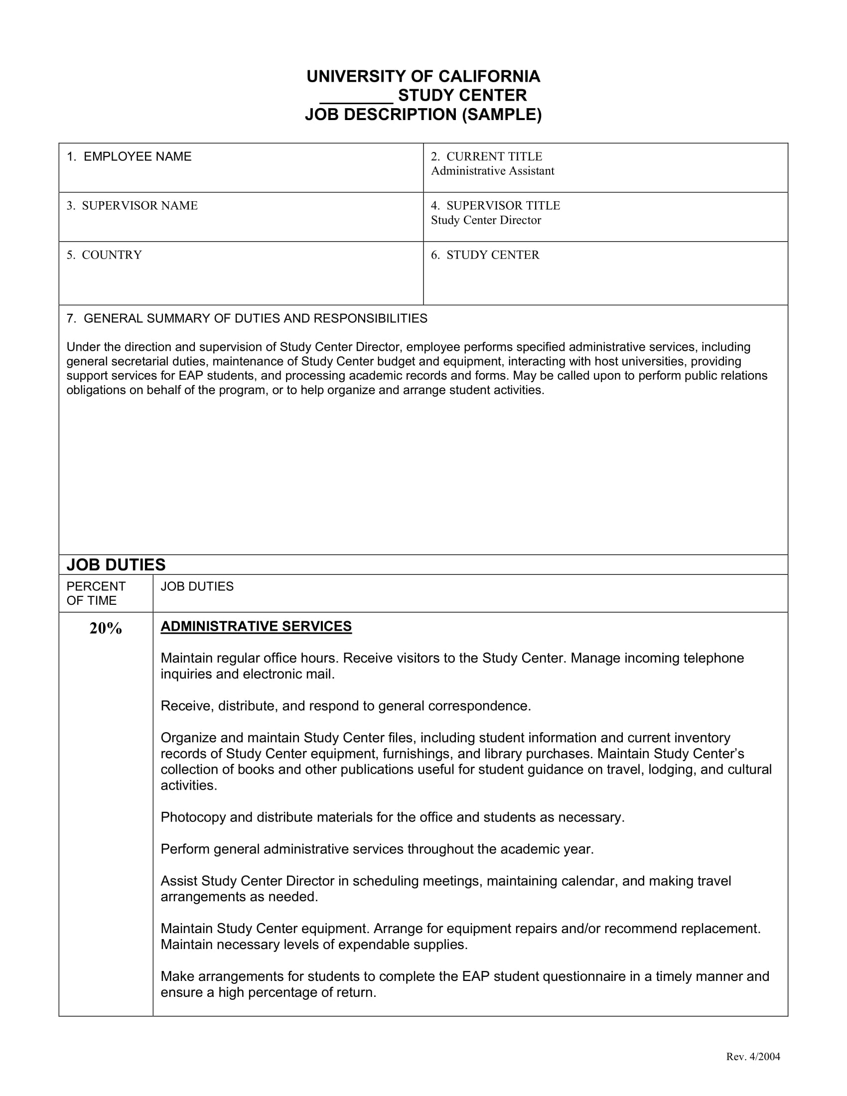 job-description-form-template-sample-gambaran