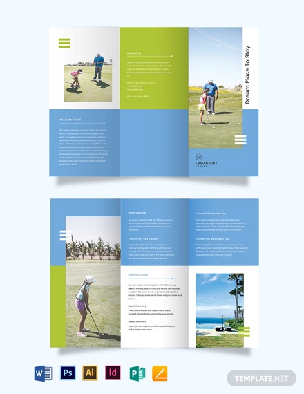 golf resort tri fold brochure template