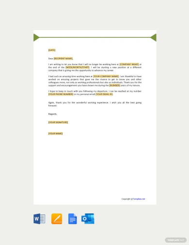goodbye letter to colleagues template