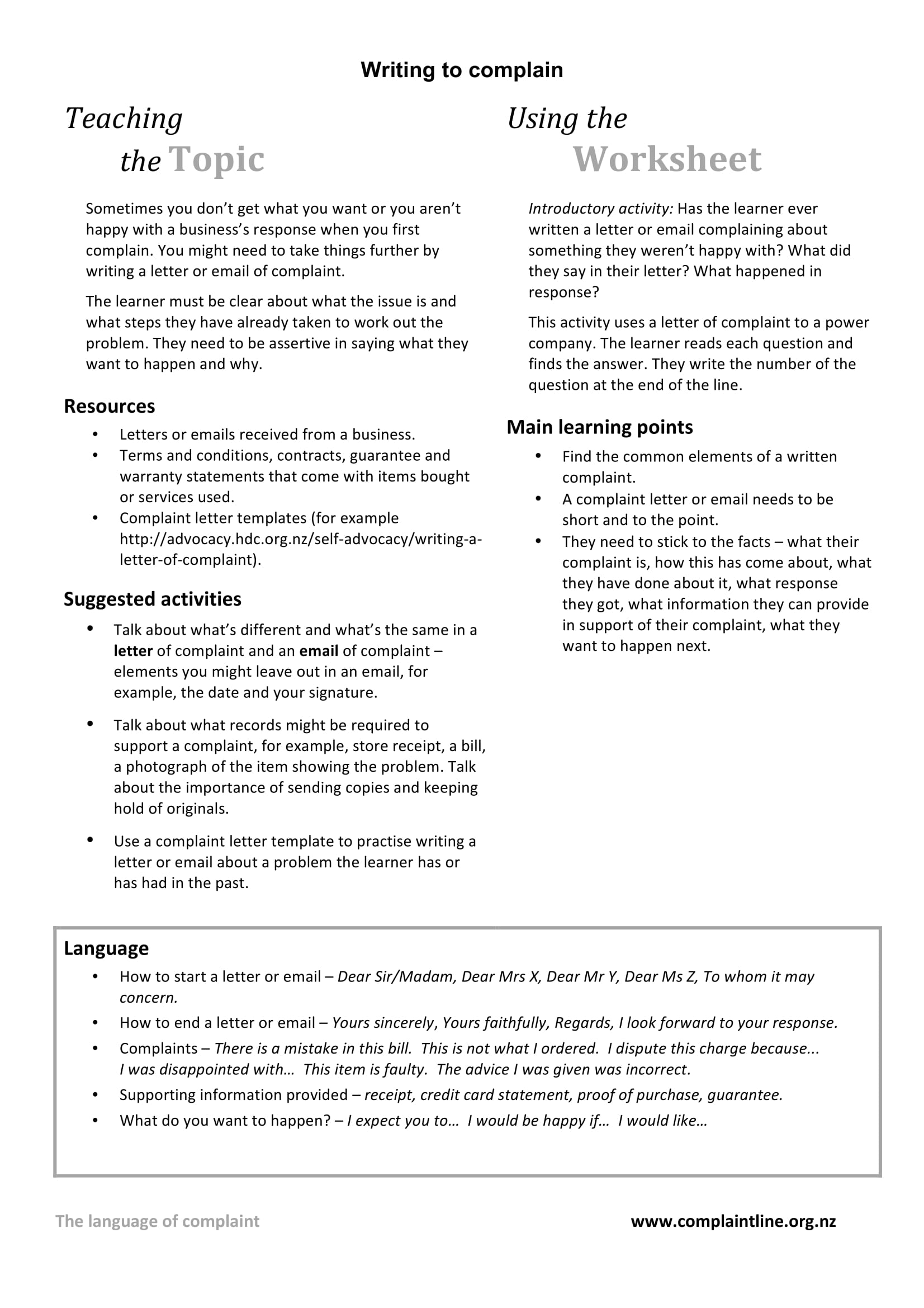 How To Write Complaint Letter Format