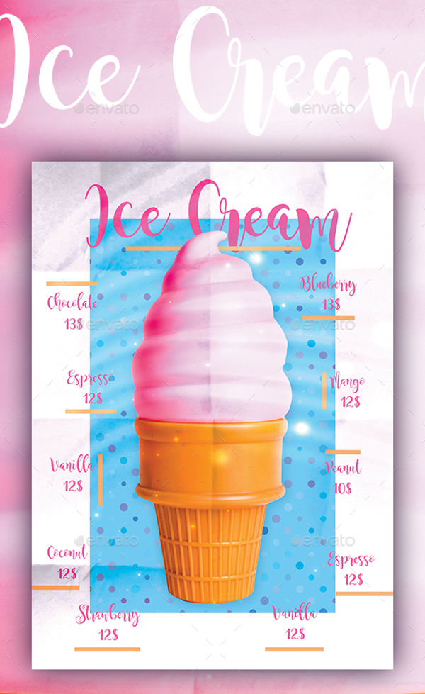 ice cream menu and poster