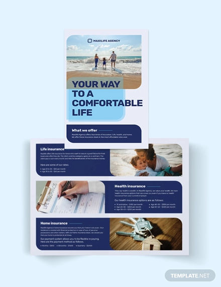 Insurance Agency Bi Fold Brochure Template