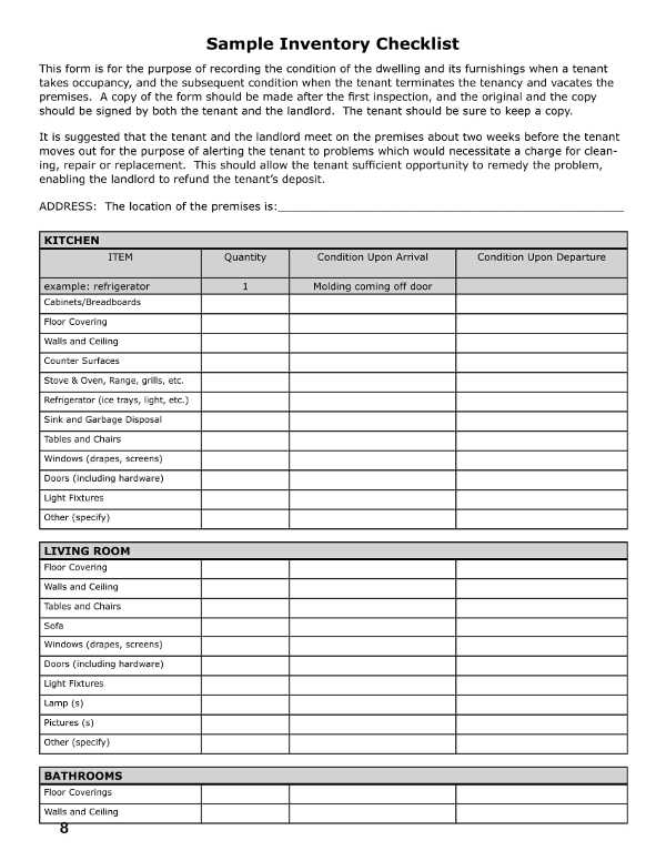 inventory checklist example