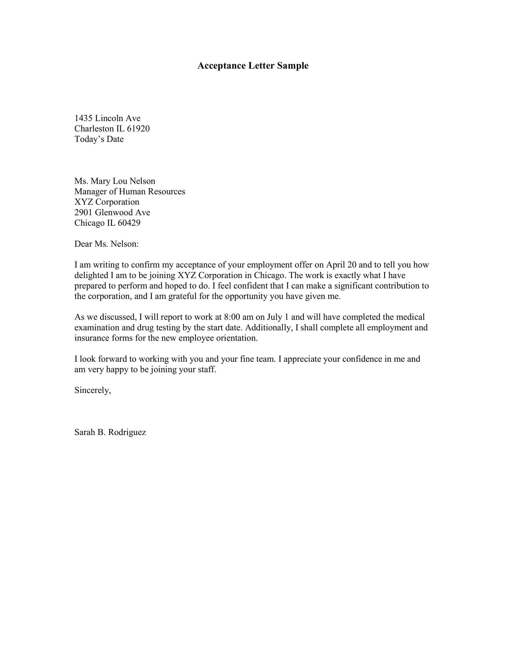 sample of business letter