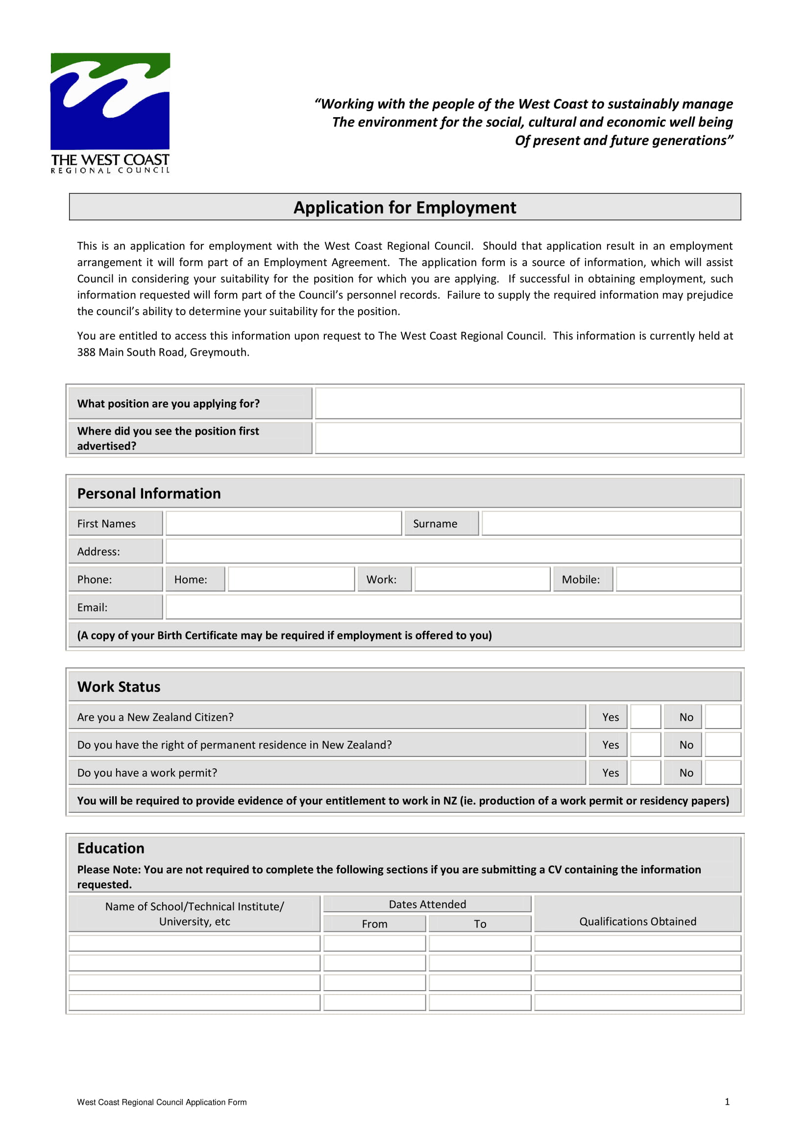 job application form 1