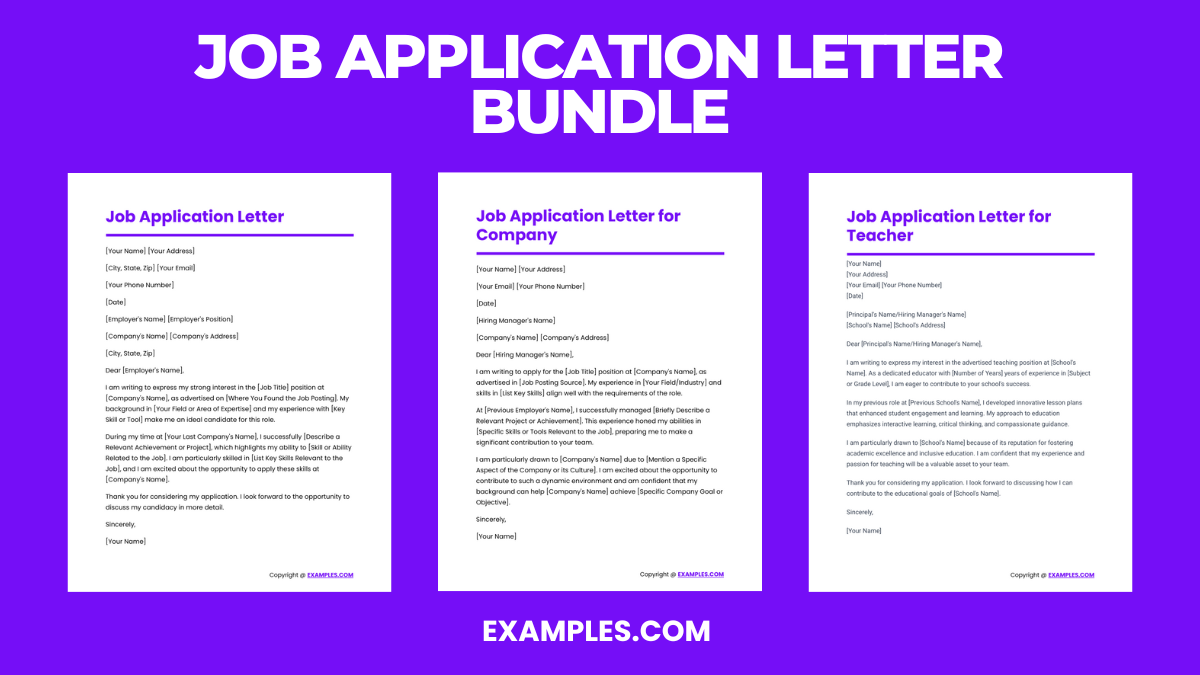 job application letter bundle
