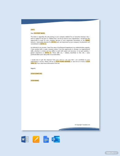 job application letter for administrative position template
