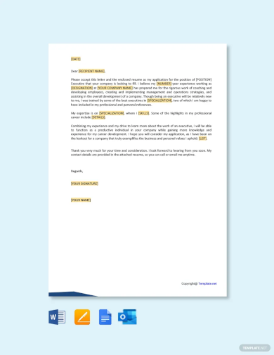 job application letter for executive template