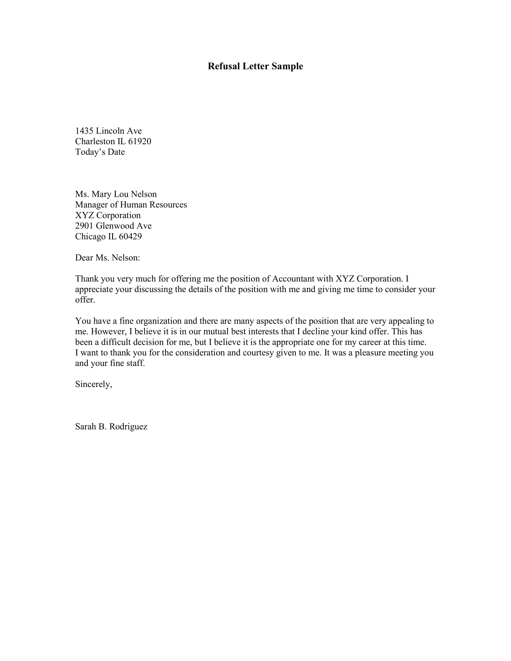 Professional Letter Writing Examples